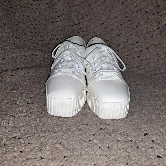 PALM ANGELS-Off White-Ivory Canvas Espadrille Sneakers-Lace Up-Sz 36-Excellent - Picture 3 of 8